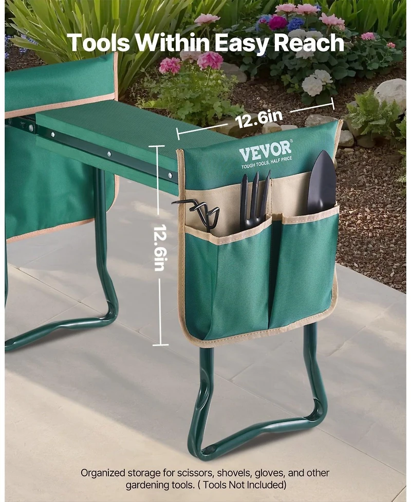 Slickblue Folding Garden Kneeler and Seat with 6" Eva Cushion, Heavy Duty Garden Bench