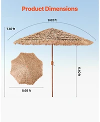 Slickblue Tiki Thatched Patio Umbrella for Poolside Garden or Beach Shade