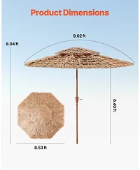 Slickblue Two Tier Tiki Thatched Patio Umbrella for Pool Garden or Beach Shade