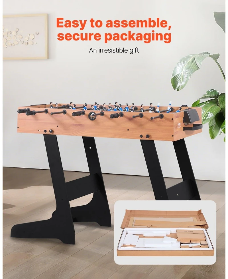 Slickblue Folding Foosball Soccer Game Table Standard Size for Indoor Home Play