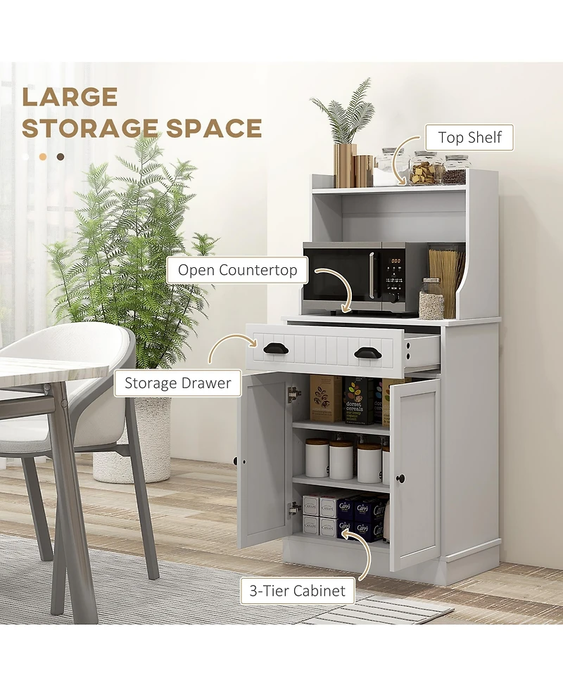 Slickblue Contemporary Wooden Kitchen Storage Cabinet with Adjustable Shelves for Pantry Storage