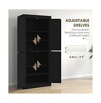 Slickblue Robust Kitchen Storage Cabinet with Doors and Adjustable Shelves for Organized Pantry