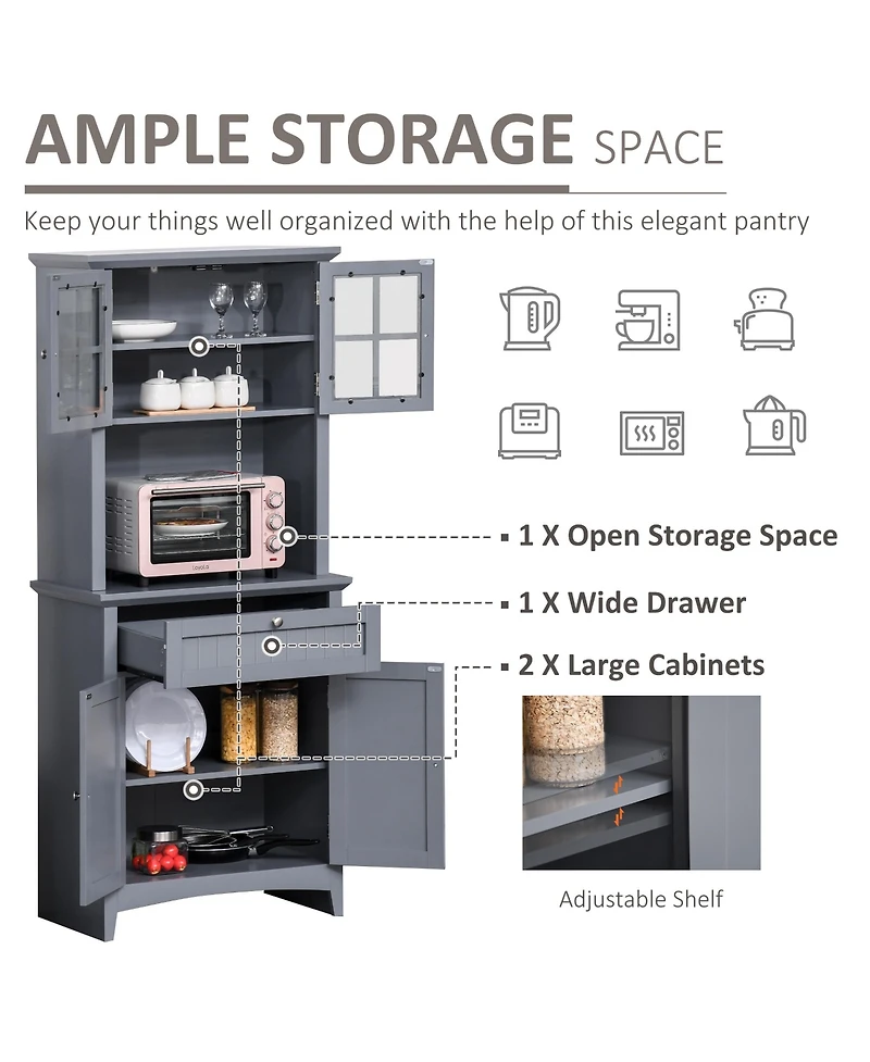 Slickblue Space-Saving Kitchen Storage Cabinet with Easy Access and Adjustable Shelf Design