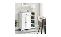 Slickblue Double-Door Bathroom Cabinet with Adjustable Panels, Drawer, and Side Shelves