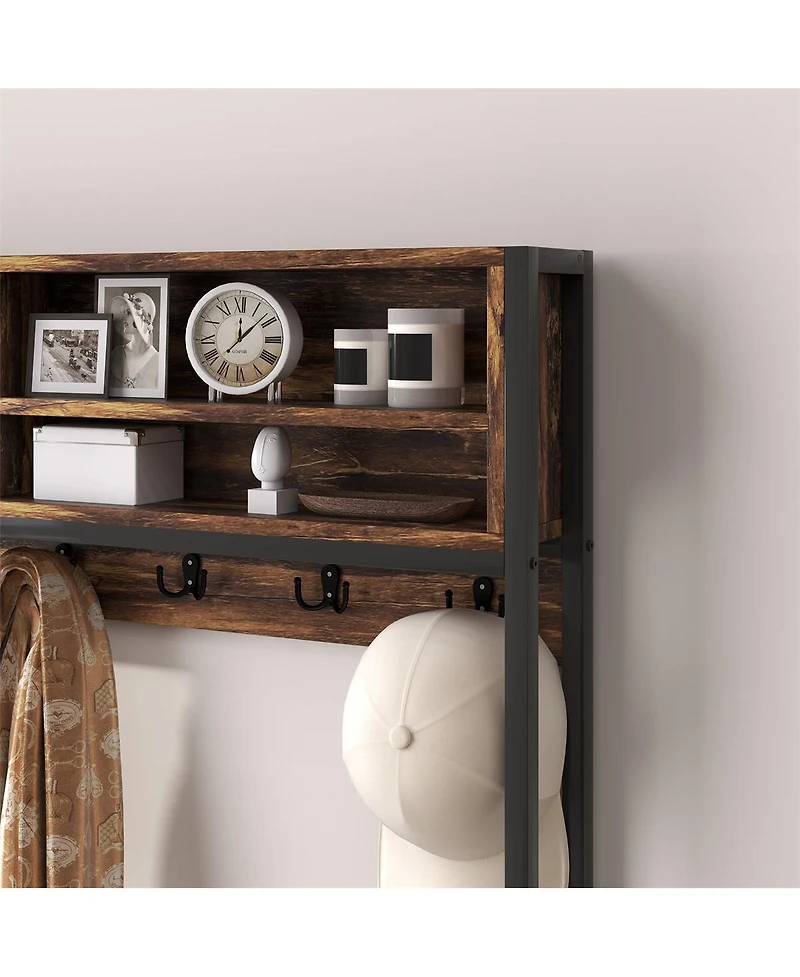 Slickblue Shoe Storage Cabinet and Hall Tree Combo for Organized Entryway and Shoes