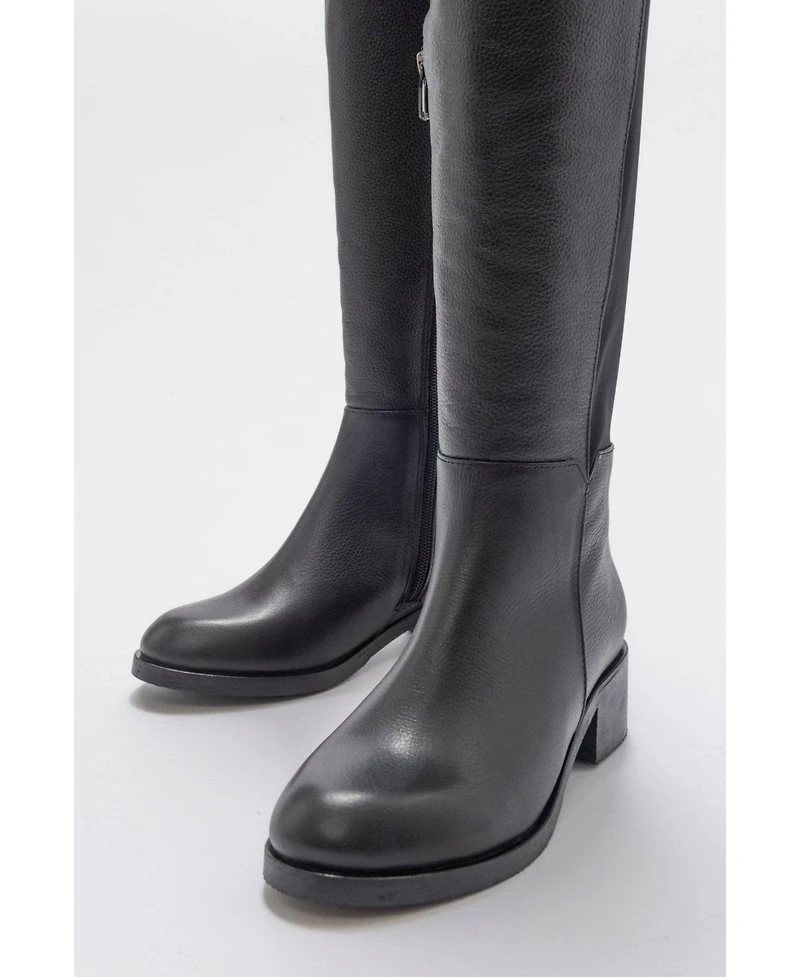 Forever & Always Shoes Cassie Leather Knee High Boot (Women)