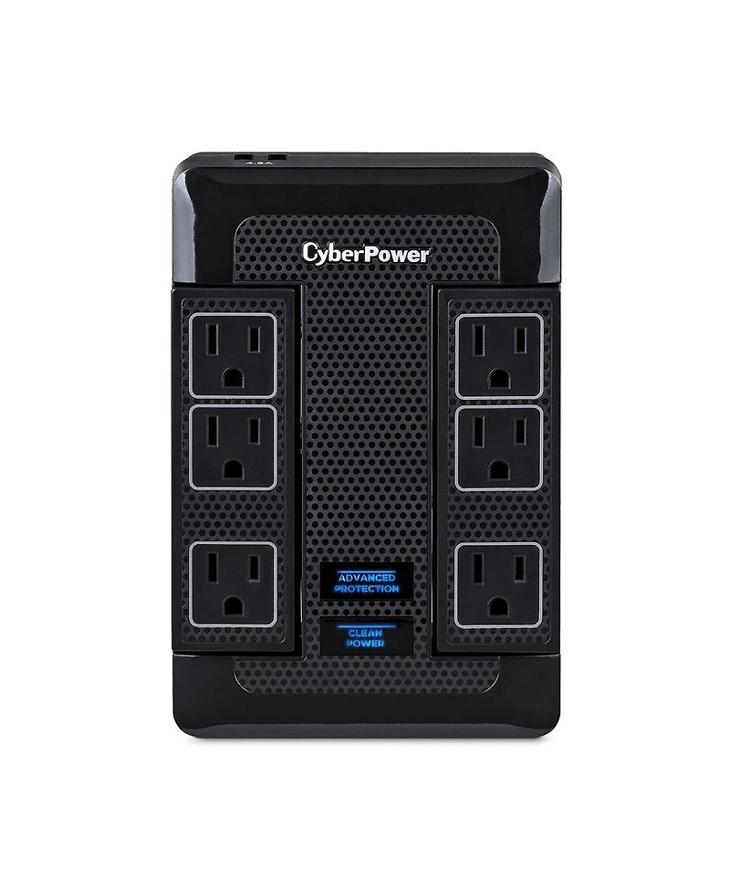 CyberPower HT600WSU2A 6-Outlet 500V Wall Mount Surge Protector, Black
