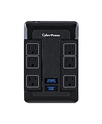 CyberPower HT600WSU2A 6-Outlet 500V Wall Mount Surge Protector, Black