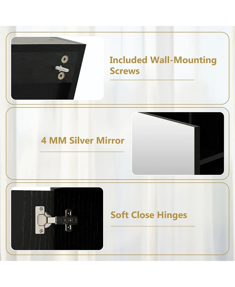 Gymax Bathroom Medicine Cabinet Wall Mounted Storage Organizer w/ Single Mirror Door