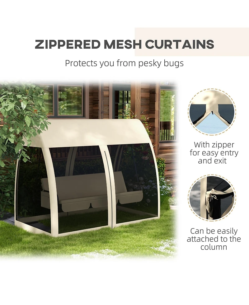 Outsunny 3-Seat Outdoor Swing Chair, Convertible Porch Bed,