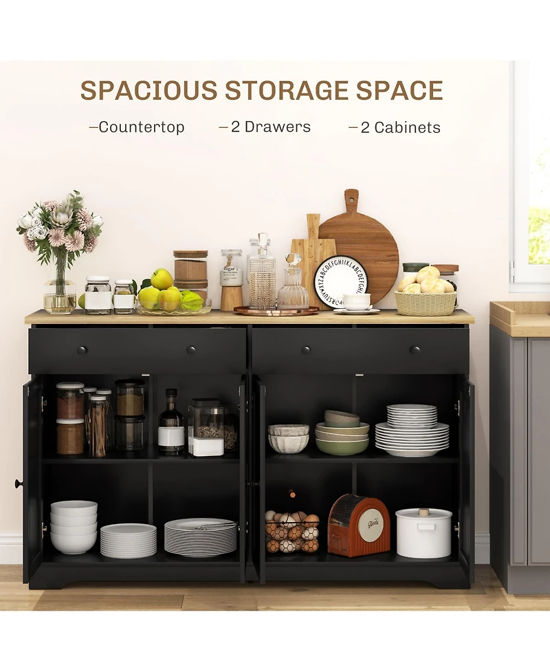 Homcom Sideboard Cabinet with Storage Drawers Adjustable Shelves