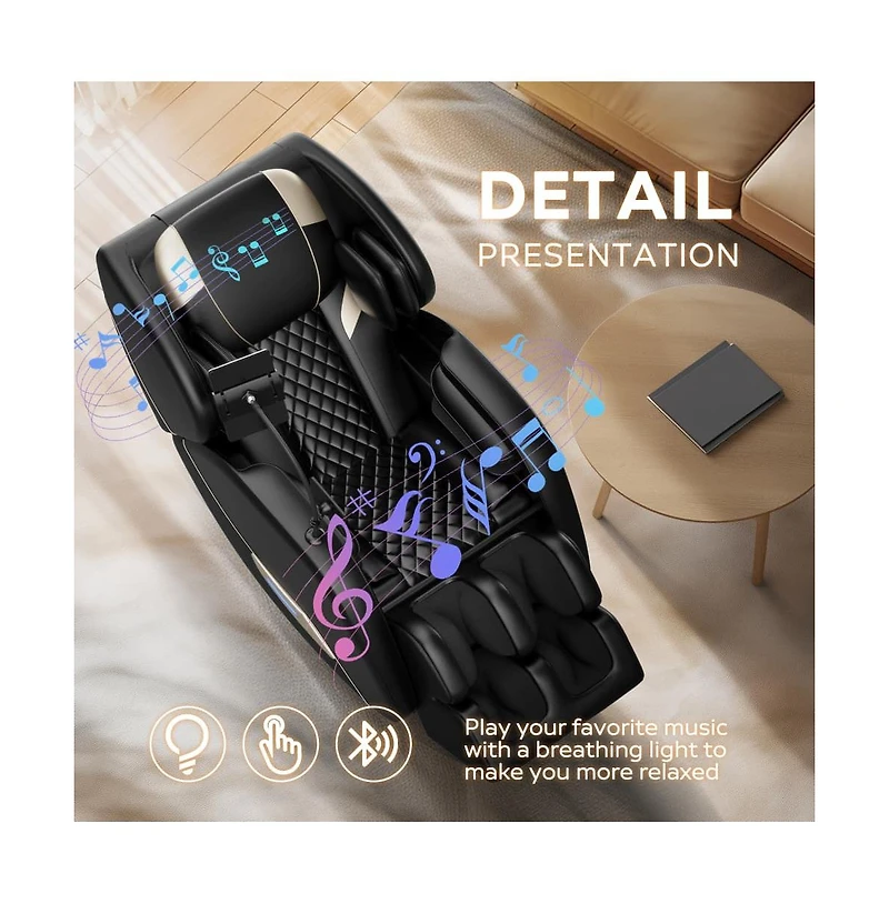 Full Body Massage Chair with Heat & Air Compression, Zero Gravity Recliner with Foot Rollers, Bluetooth & Led Lights-Maison Boucle