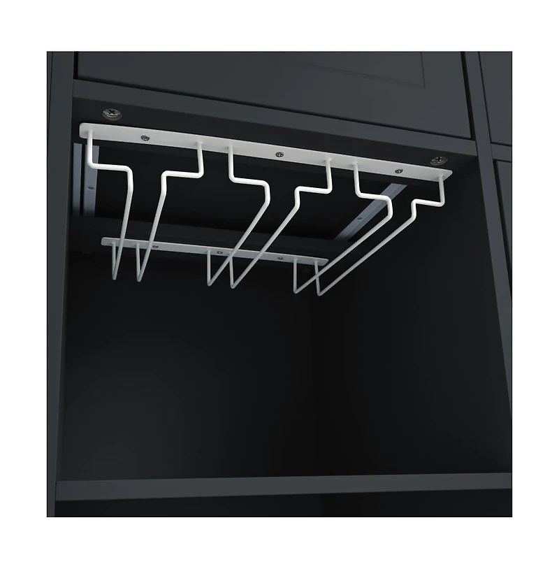 Maison Boucle Kitchen Island with Power Outlet, Drop Leaf, Wine Glass Rack & 2 Drawers, Mobile Cart Locking Wheels-Maison