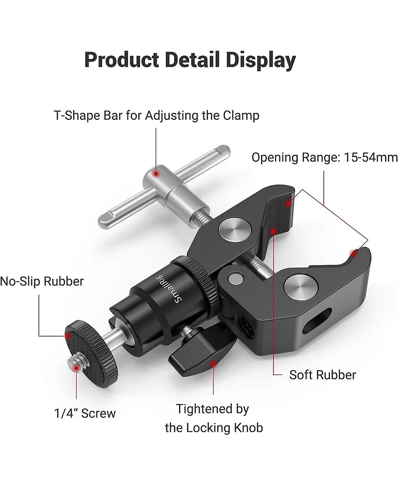 SmallRig CoolClamp Mount with 1/4" Screw Ball Head Mount