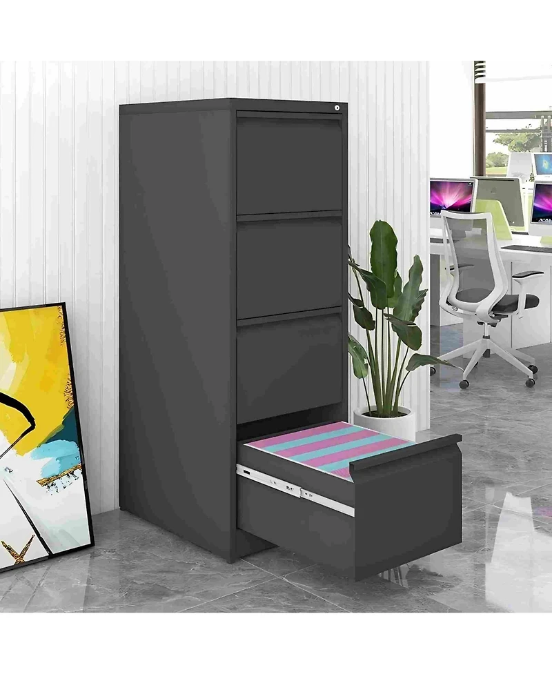 4 Drawer Vertical File Cabinet with Lock,Filing Cabinet, Metal Filing for Home Office Organizer Storage Letter Size/A4/Legal