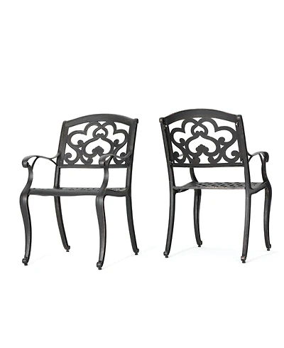 Austin Cast Aluminum Dining Chairs Set of 2 Rust-Resistant Patio Seating