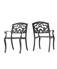 Austin Cast Aluminum Dining Chairs Set of 2 Rust-Resistant Patio Seating