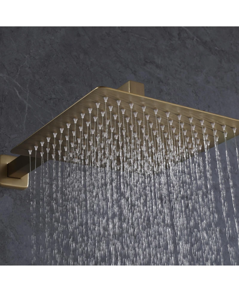 Greenspring Single-Handle 3-Spray Square High Pressure Tub and Shower Faucet in Brushed Gold (Valve Included)