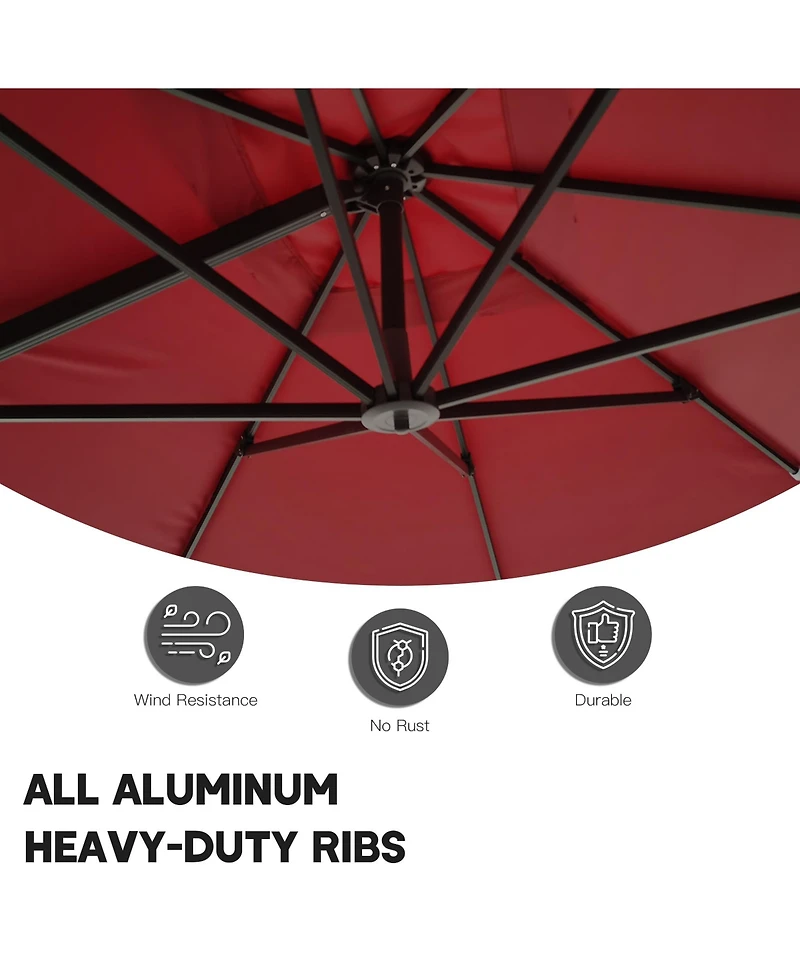 Boyel Living 10 ft. 360 ° Rotation Outdoor Patio Cantilever Umbrella Square with Base