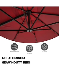 Boyel Living 10 ft. 360 ° Rotation Outdoor Patio Cantilever Umbrella Square with Base