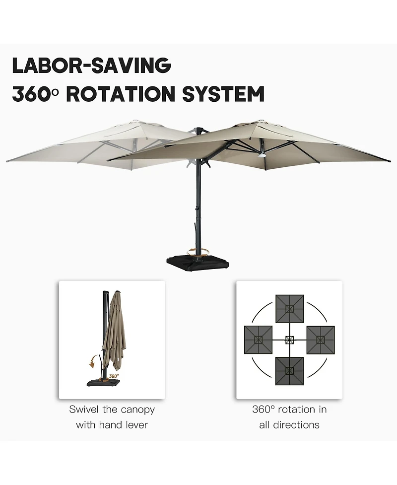 Boyel Living 10 ft. 360° Rotation Square Cantilever Patio Umbrella with Base and Bt