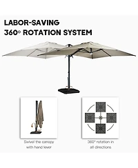 Boyel Living 10 ft. 360° Rotation Square Cantilever Patio Umbrella with Base and Bt