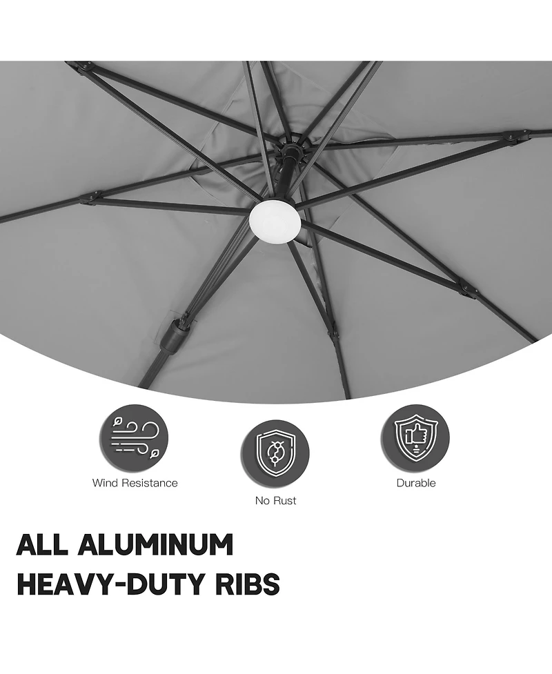 Boyel Living 10x13 ft. 360° Rotation Cantilever Patio Umbrella with BaseandBT