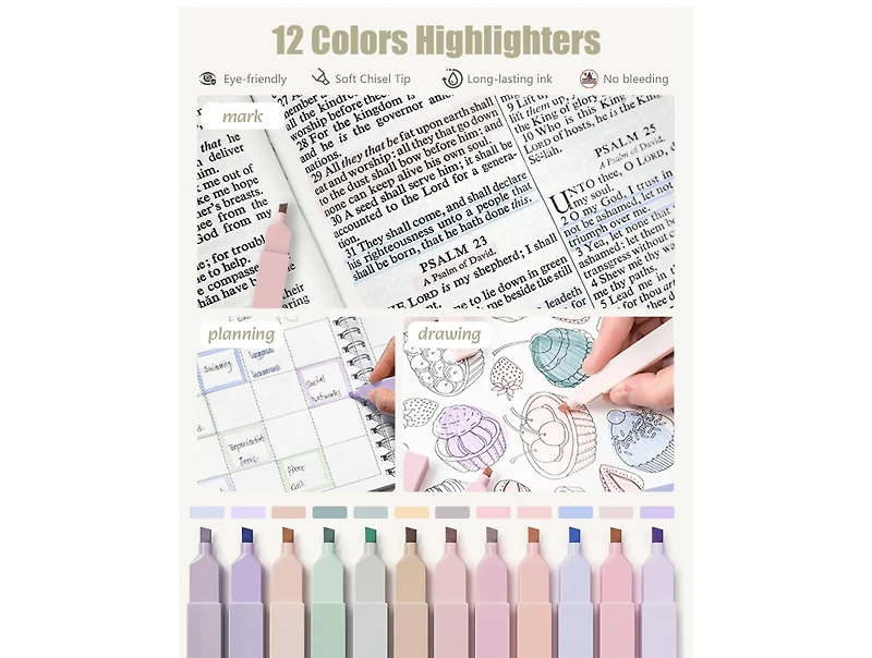 Htutwoo 39 Pcs Aesthetic School Supplies With Cute Pen Case, 12 Pastel Highlighters, 5 Black Ink Gel Pens, 6 Mechanical Pencils Set 0.5 & 0.7 Mm For S