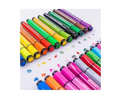 Htutwoo 24 Colors Washable Markers for Kids, Colored Stamp Marker Journaling Pens 24 Colors Markers Set Brush Paint Fun for Toddlers Preschoolers