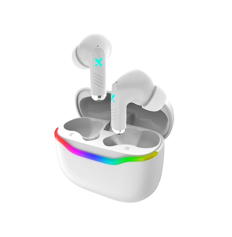 RadioShack Wireless Gaming Earbuds with Noise Cancelation and Rgb Led Lights With 22 Hour Playtime 3304453 White