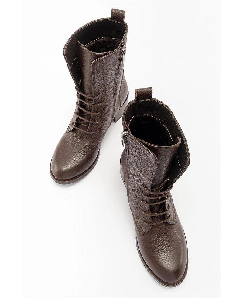 Forever & Always Shoes Lana Leather Block Heel Boot (Women)