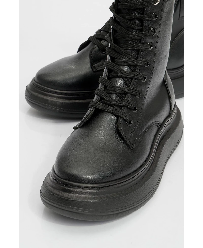 Forever & Always Shoes Nicolas Leather Combat Boot (Women)