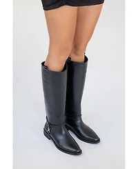 Forever & Always Shoes May Leather Knee High Buckle Boot (Women)