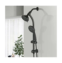 Rainsken Drill-Free Stainless Steel Slide Bar Combo Rain Showerhead 7-Setting Hand, Dual Shower Head Spa System