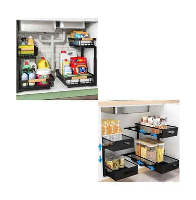 Kitstorack 2 Pack Under Sink Organizer+ 1Pack Under Sink Organizer