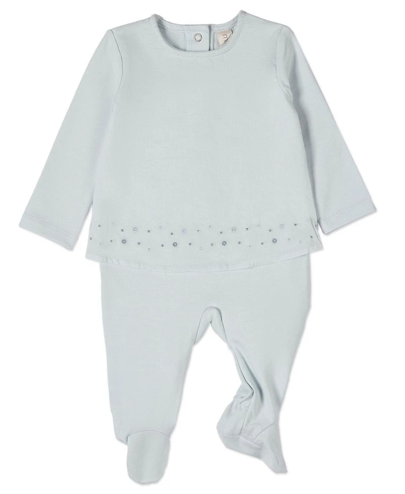 MeMoi Baby and Toddler Boys "Small Dots" Cotton Rich Double Layer Footie