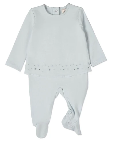 MeMoi Baby and Toddler Boys "Small Dots" Cotton Rich Double Layer Footie