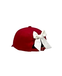 Bits & Bows Officially Licensed Arkansas Razorbacks Girls' Bow Baseball Hat Red