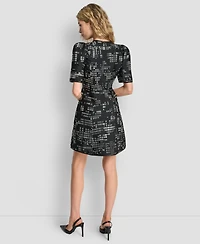 Dkny Women's Abstract Print Zip Front Mini Dress