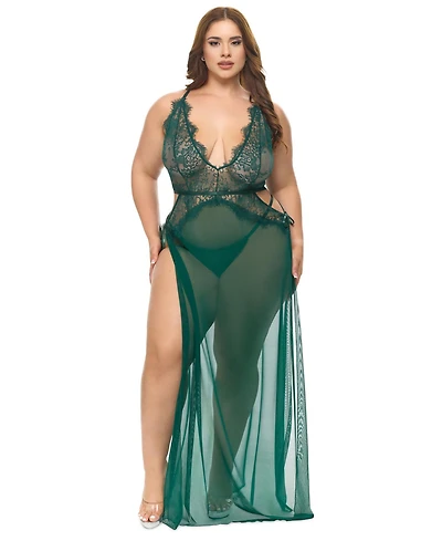 Oh La La Cheri Plus Cami Sheer Lace Lingerie Gown