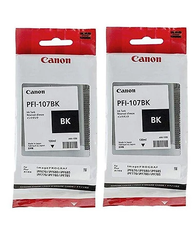Canon 2X Pfi-107 130ml Ink Tank for Canon iPF680/685/780/785, Black
