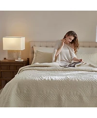 MarCielo 3 Pcs 100% Cotton Oversized Bedspread Quilt Set Embroidery Tf-Queen