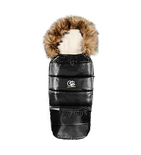 Cover Baby Baby Cover 0-3 Years Organic Premium Beige Wool Adjustable Footmuff in Satin Black