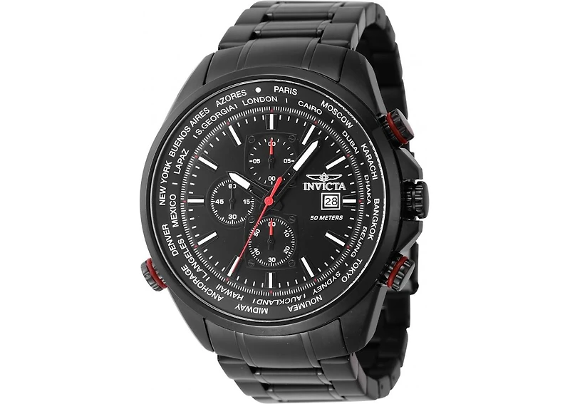 Invicta Men's 47820 Aviator Quartz Multifunction Black Dial Watch