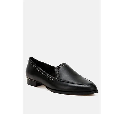Wolferton Delicate Stud Detail Leather Loafers Women