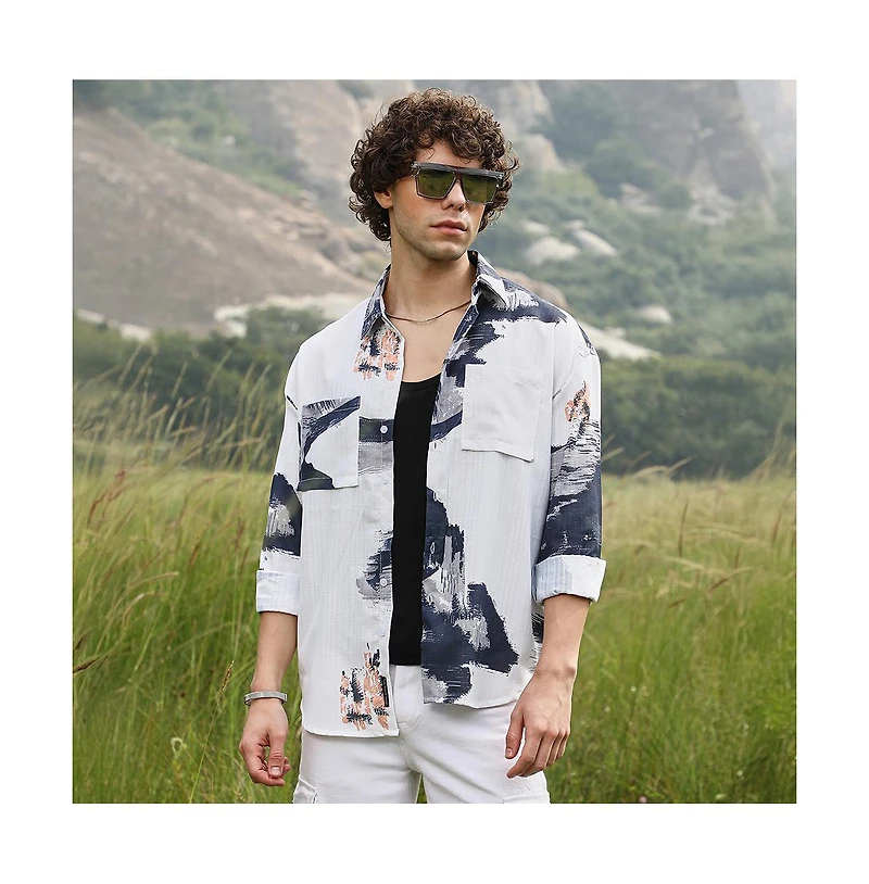 Campus Sutra Ethereal Strokes Oversized Shirt