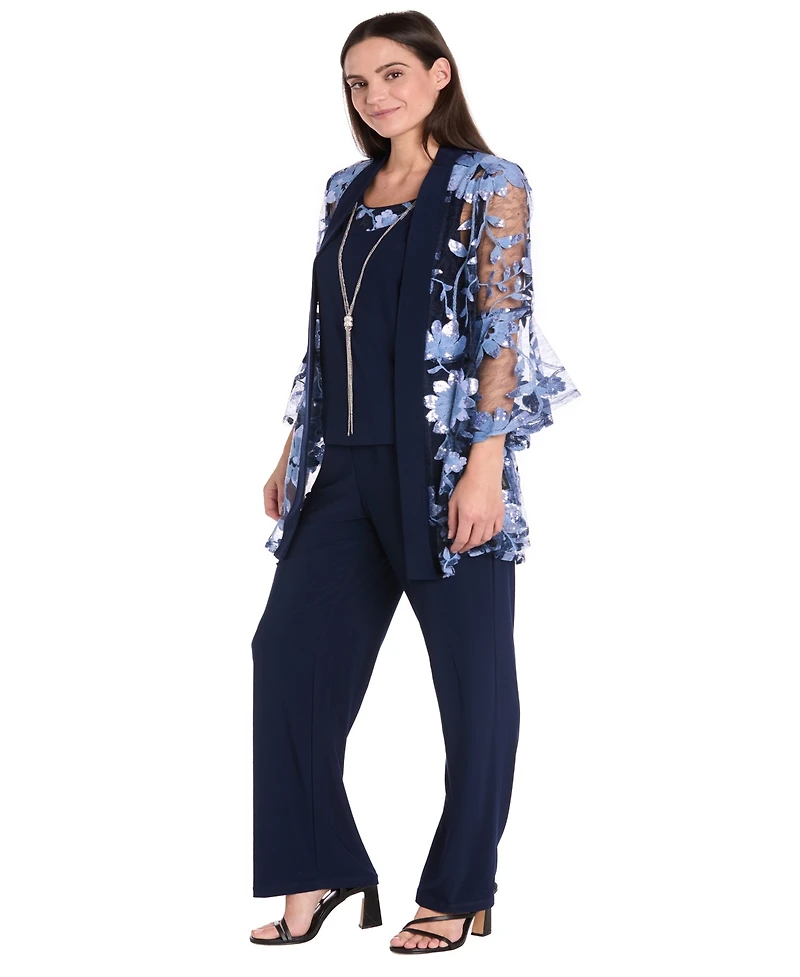 R & M Richards Petite Jacket, Top and Pants 3-Piece Set
