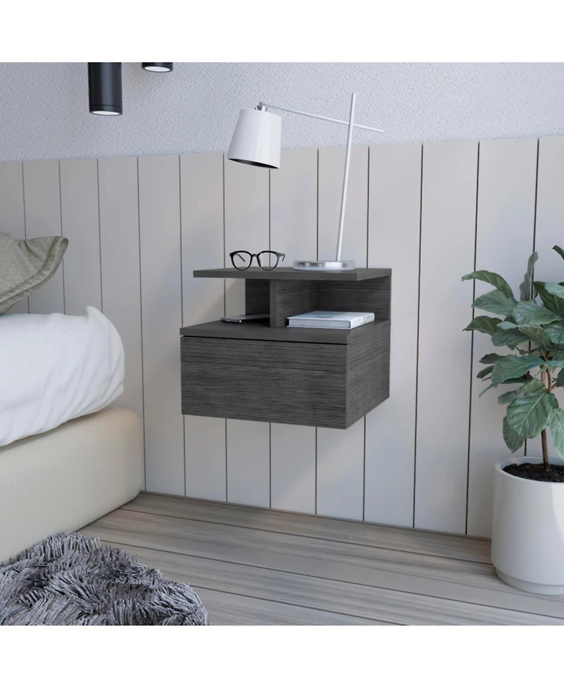 Streamdale Furniture Nightstand Floating Flopini, Bedroom, Smokey Oak