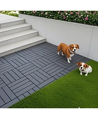 Streamdale Furniture Interlocking Deck Tiles, 44 Pack, 12" Dark Grey, Waterproof Outdoor Patio