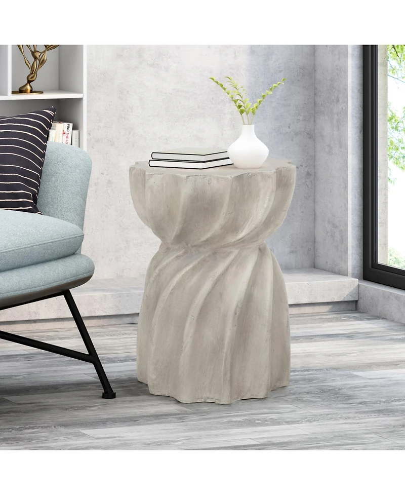 Streamdale Furniture Sunburst Hourglass Concrete Outdoor Side Table